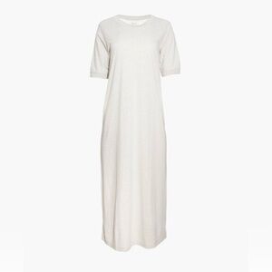 NWT Madewell Midi Tee Maxi Dress Heather Oatmeal Cream Minimalist T-shirt Crew S